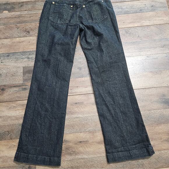 V Cristina Jeans Womens Blue High Rise Gold Metallic Straight Leg Size 12 Denim - Picture 8 of 14